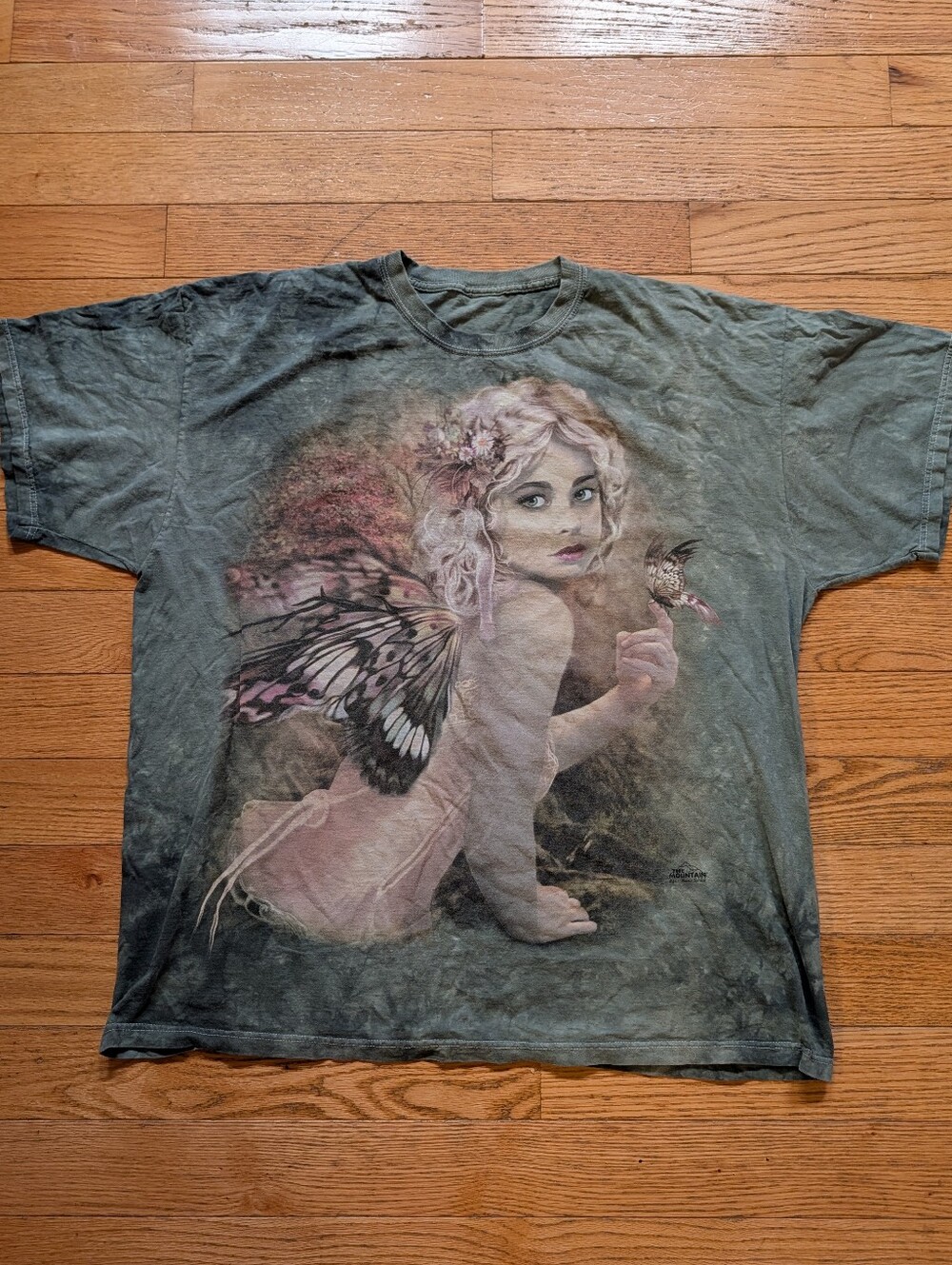 Rare Vintage Y2K 2000s The Mountain Fairy Faye Fantasy Green Tie-dye T-shirt Vtg